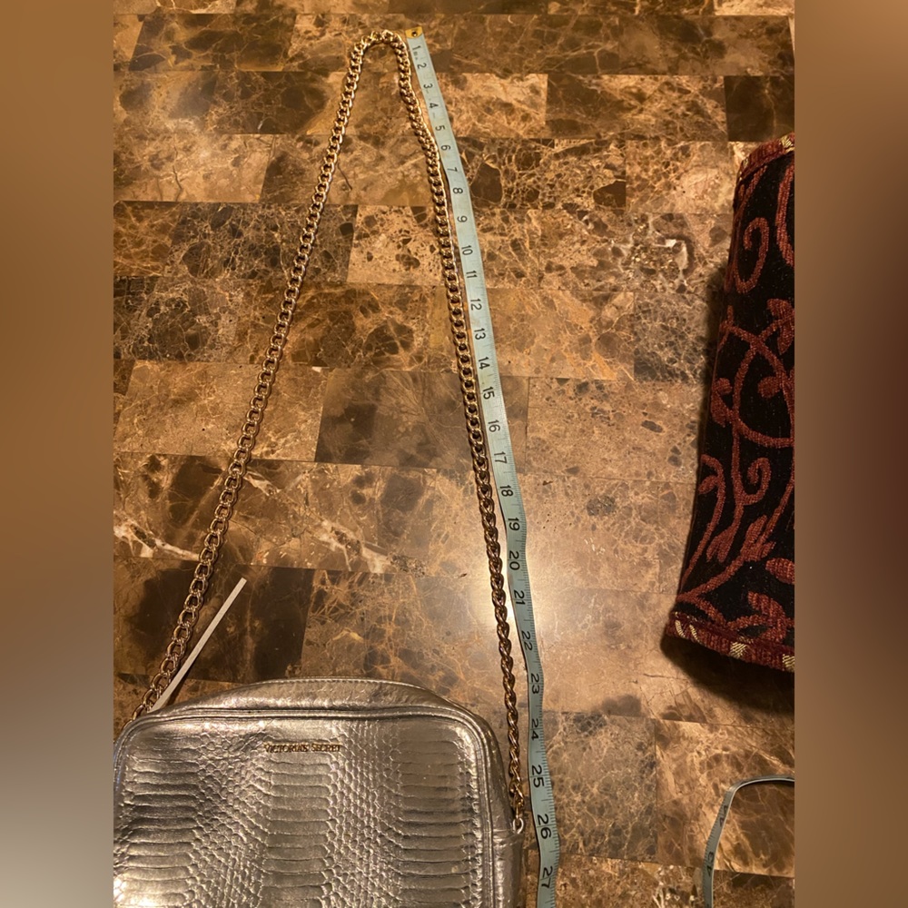 Victoria Secret~
Silver Metallic Reptile Crossbody
Gold Chain 
NWOT - Picture 14 of 15